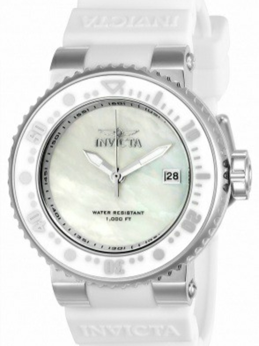 Invicta White and Silver Mother-of-Pearl Dial Sport Watch